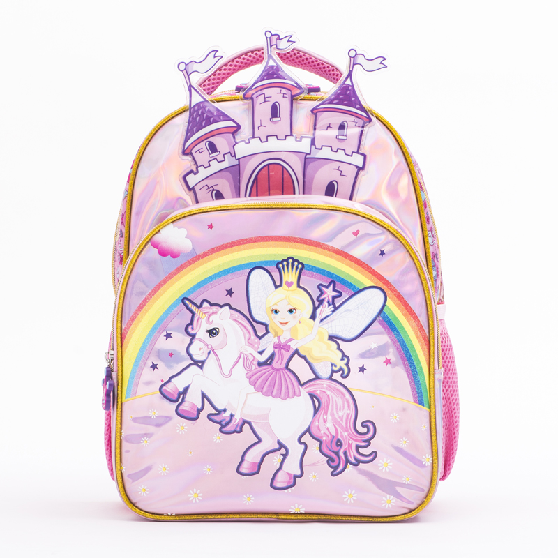 kid's backpack,This bag is an adorable children’s rolling backpack with a fairytale and fantasy design, perfect for kids who love fairy tales 