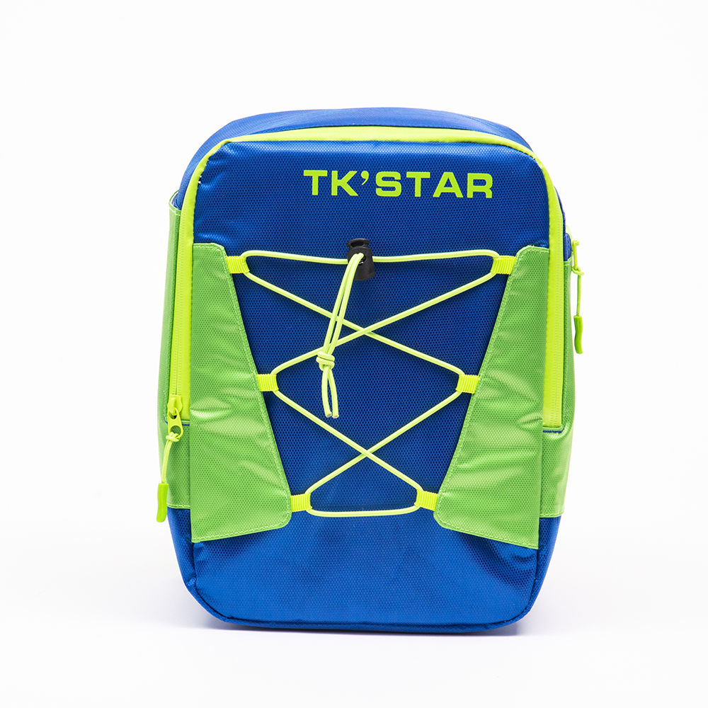  backpack ,This cooler thermos bag a blue main color with green accents,ideal for outdoor activities.